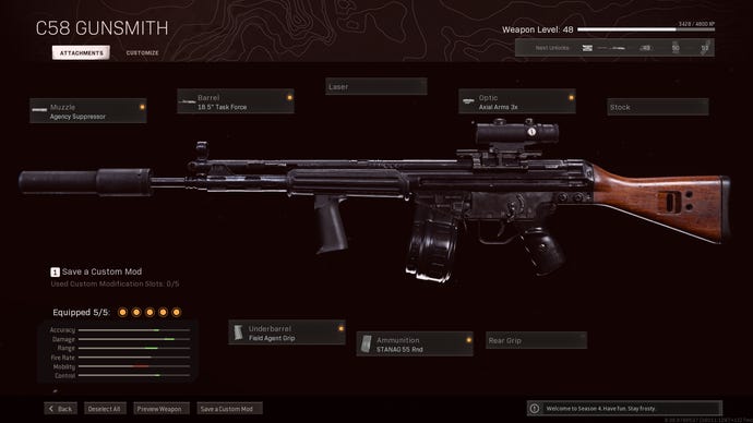 A long-range build for the C58 in Call of Duty: Warzone