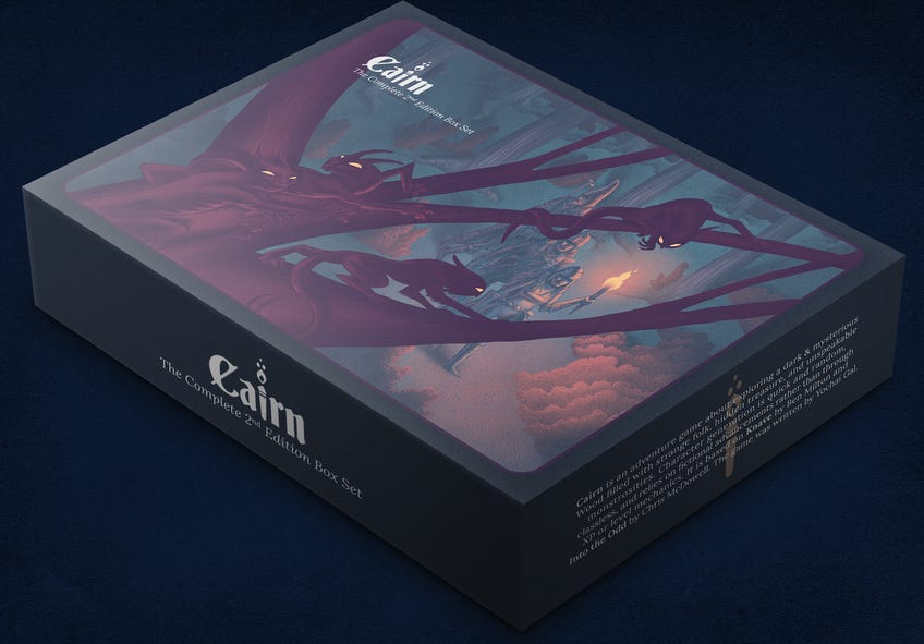 Box mockup for OSR tabletop RPG Cairn 2E