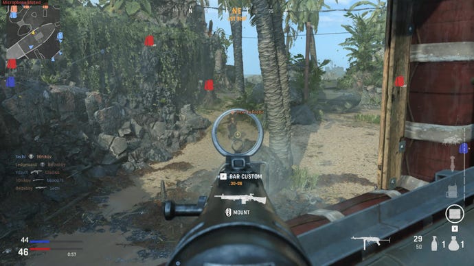 I aim a gun at someone in Call Of Duty Vanguard.