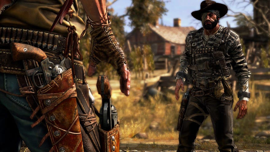 A standoff in Call Of Juarez: Gunslinger.