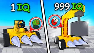 Artwork for the Roblox game Car Battles showing two vehicles with weapons attached to them.
