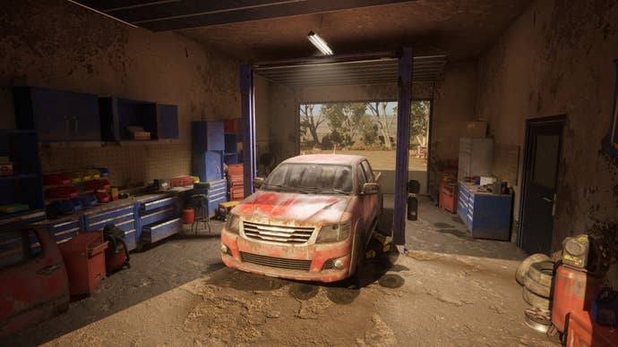 A dusty SUV lies successful a tiny store to beryllium fixed up.