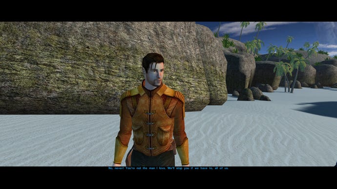 A man stands on a beach in Star Wars: Knights Of The Old Republic