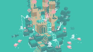 A cute island castle in a Castle of the Water Monks screenshot.