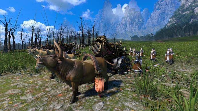 A fire rain rocket artillery from Total War Warhammer 3.