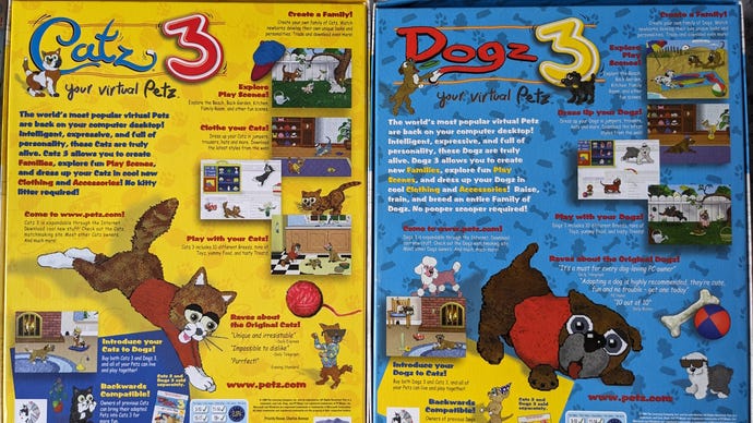 The back of the PC boxes for Catz 3 and Dogz 3.