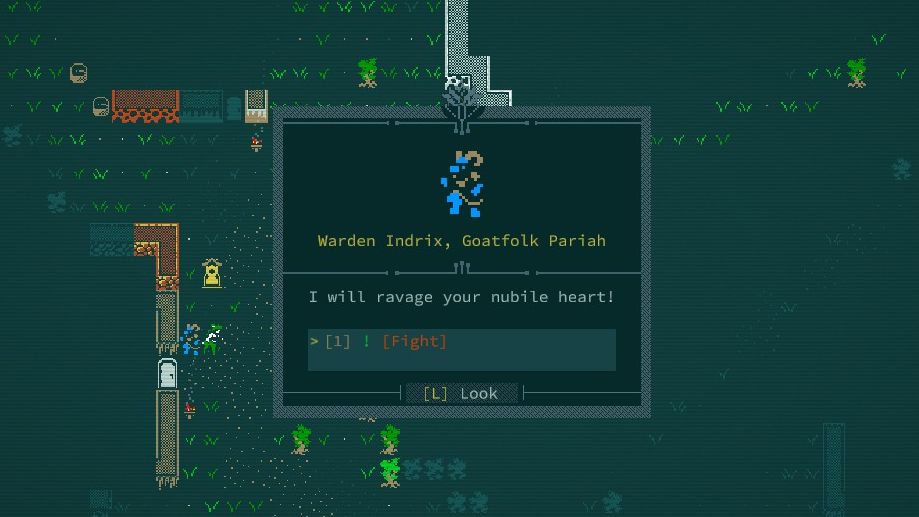 The goatman Indix is furious with the player and starts a fight. - 15