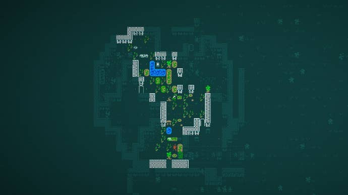 The player is exploring a salt cave, with trees and small pools of water.