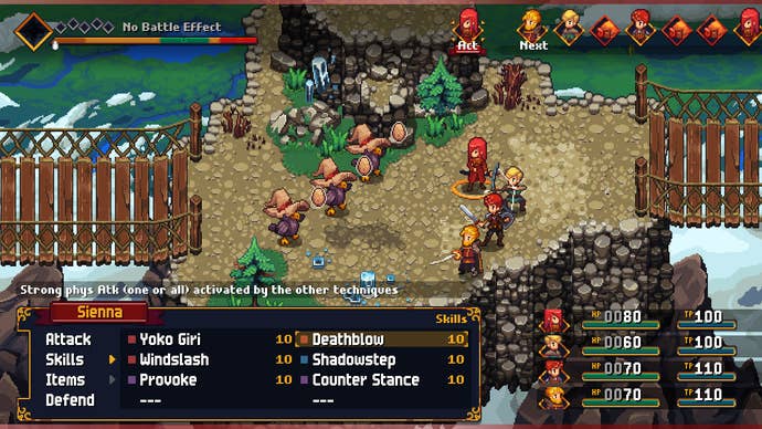 Warriors fight monstrous birds on a mountain top in Chained Echoes