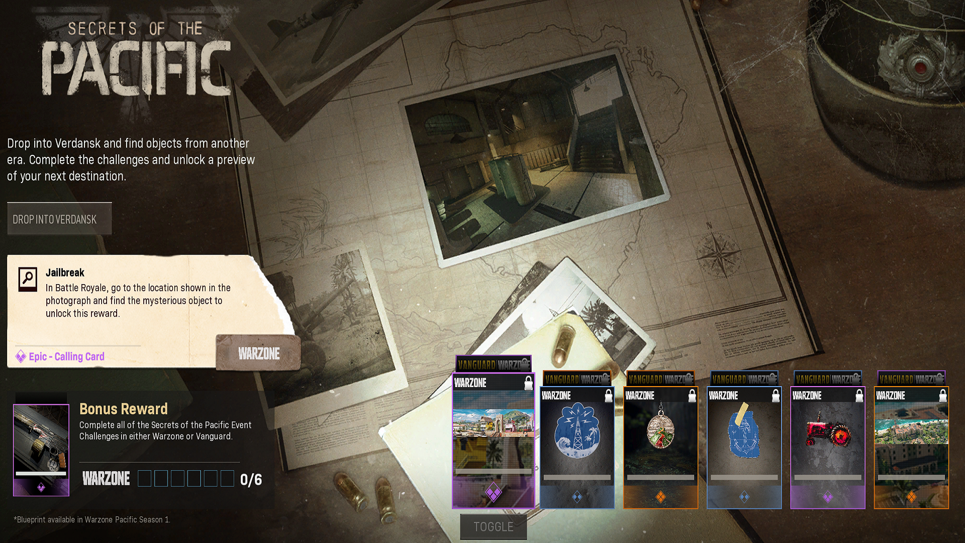 The Secrets of the Pacific rewards screen in Warzone