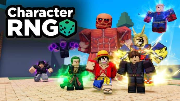 Artwork for the Roblox game Character RNG, showing different anime-inspired characters.