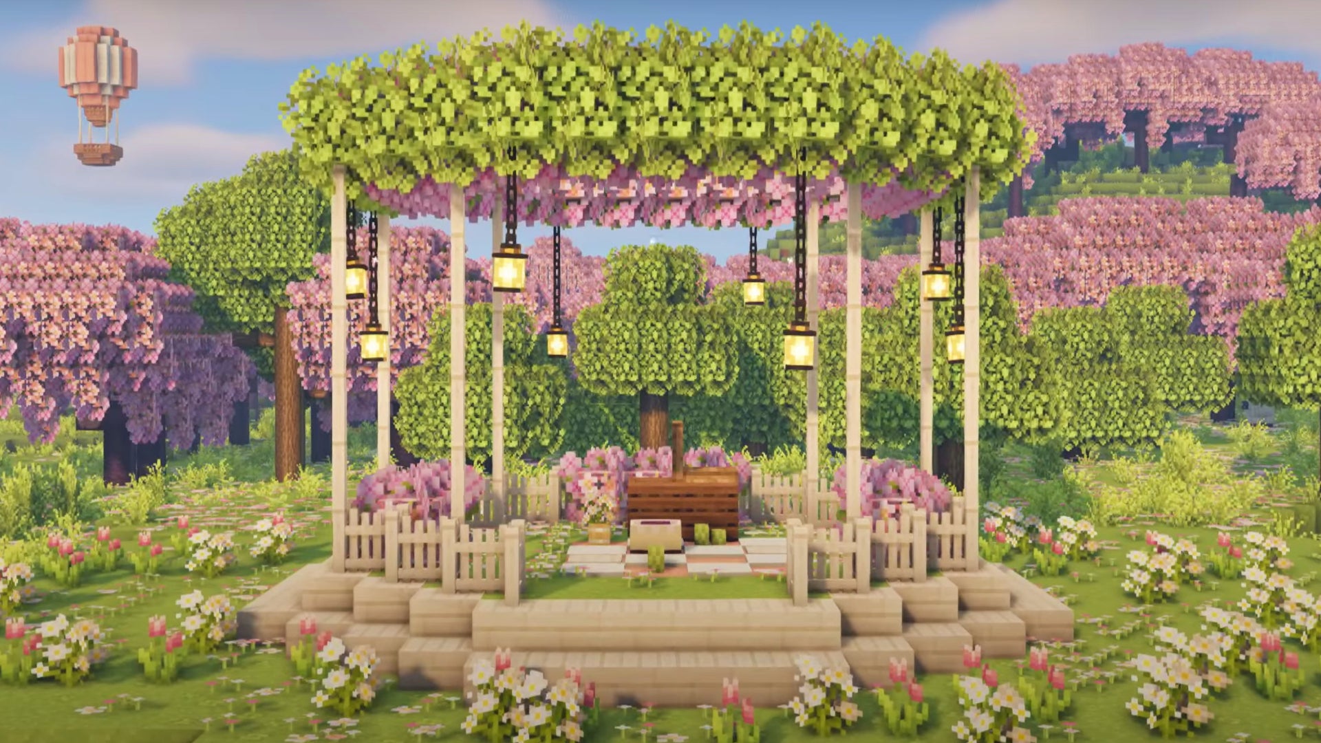 A lovely cherry blossom gazebo, built in Minecraft by YouTuber SweetMarble. - 36