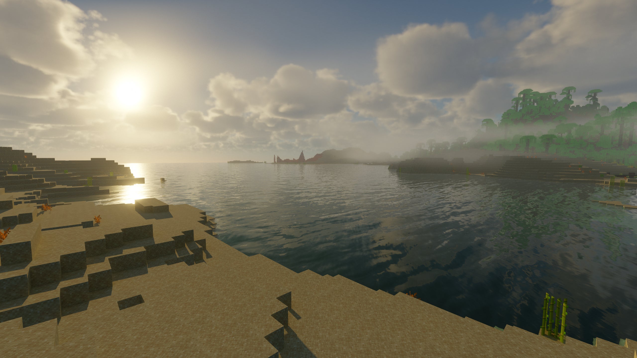 A beach in Minecraft showcasing Chocapic13