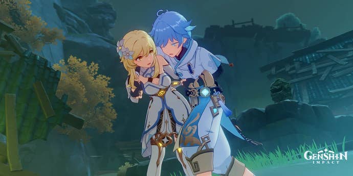 Traveler helps Chongyun get home from Wuwang Hill.