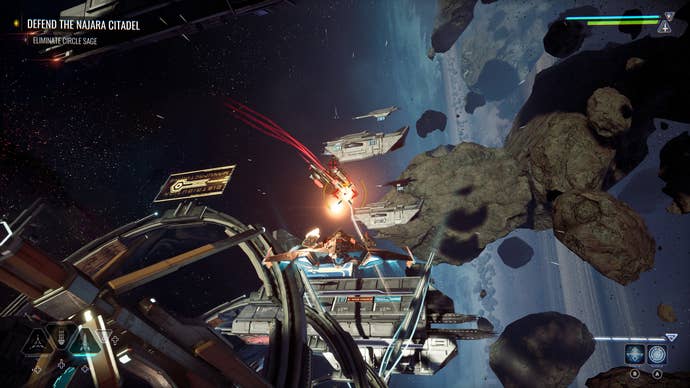 Spaceships blasting away in a Chorus screenshot.