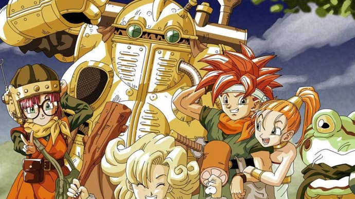 Chrono Trigger cardinal creation of the main characters each posing together.