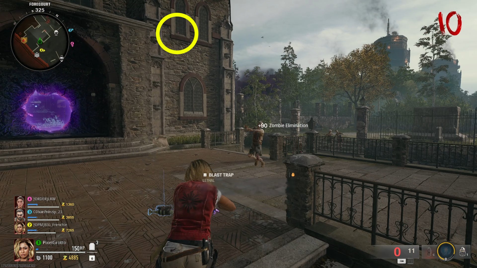 The location of an Aetherella statue hidden on a Church window on the Black Ops 6 Liberty Falls map. - 9