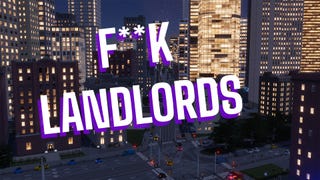 A city in Cities Skylines 2 with some words over it.