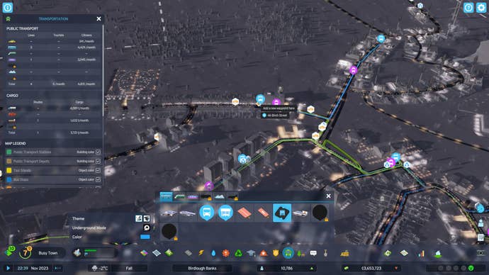 Building transport lines in Cities: Skylines 2.