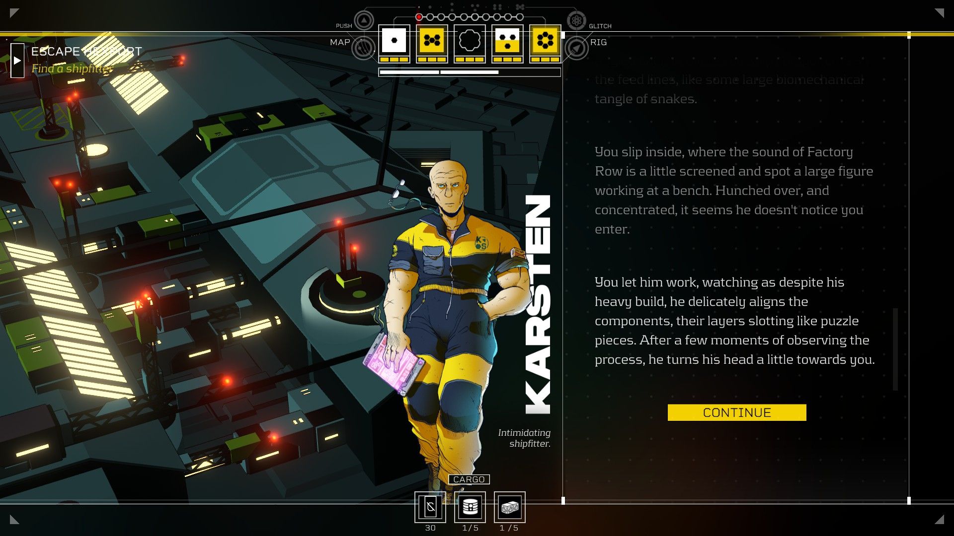 A rough engineer called Karsten recruits the player in the mechanic's yards. - 4