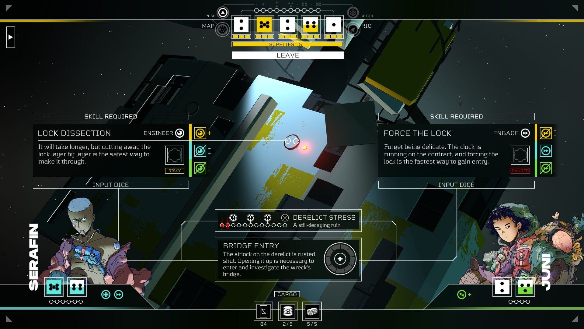 Serafin and Juni must work together to gain access to a derelict ship floating in space behind them. - 9