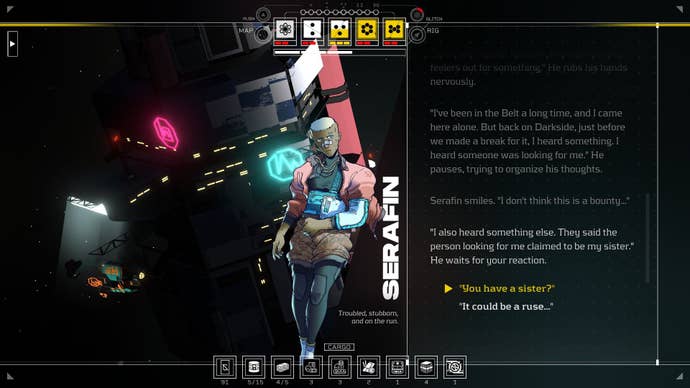 Serafin speaks to the player, looking injured with his arm in a sling.