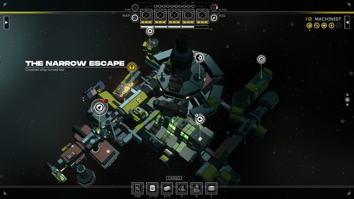 A flotilla of ships makes up an ad hoc space station, with one of the ships labelled