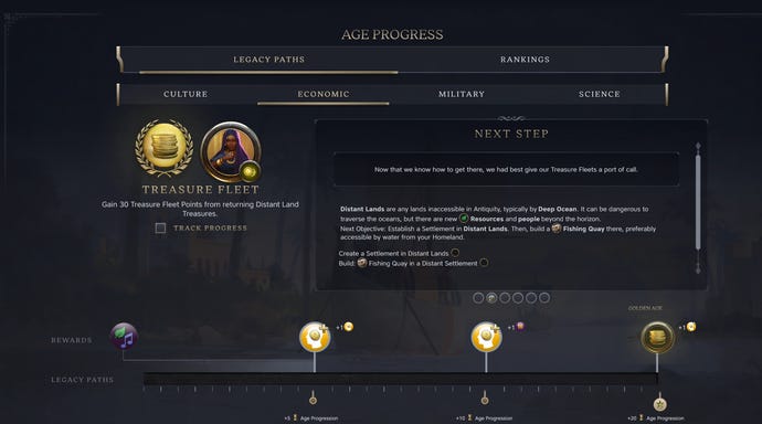 The Age progression track in Sid Meier's Civilization 7.