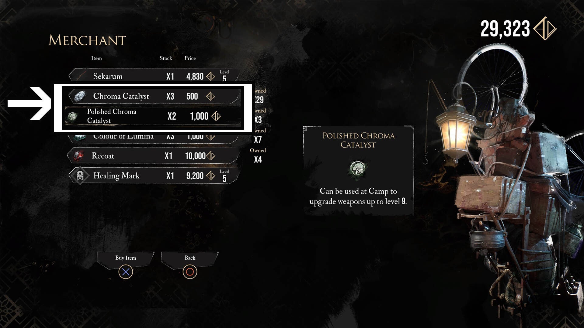 clair obscur expedition 33 merchant selling chroma catalyst and polished chroma catalyst