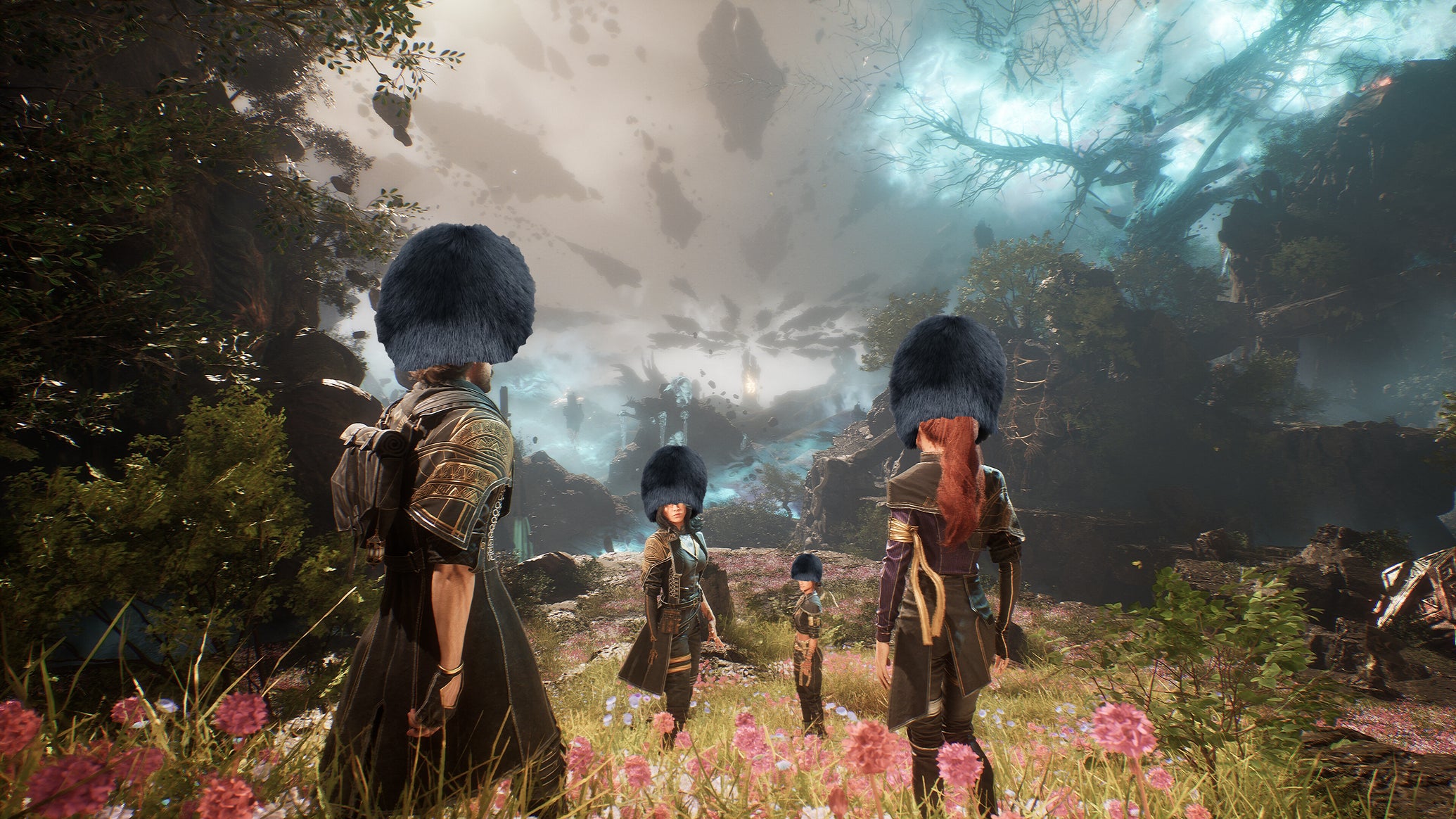 The cast of Clair Obscur: Expedition 33 wearing beefeater hats. - 1