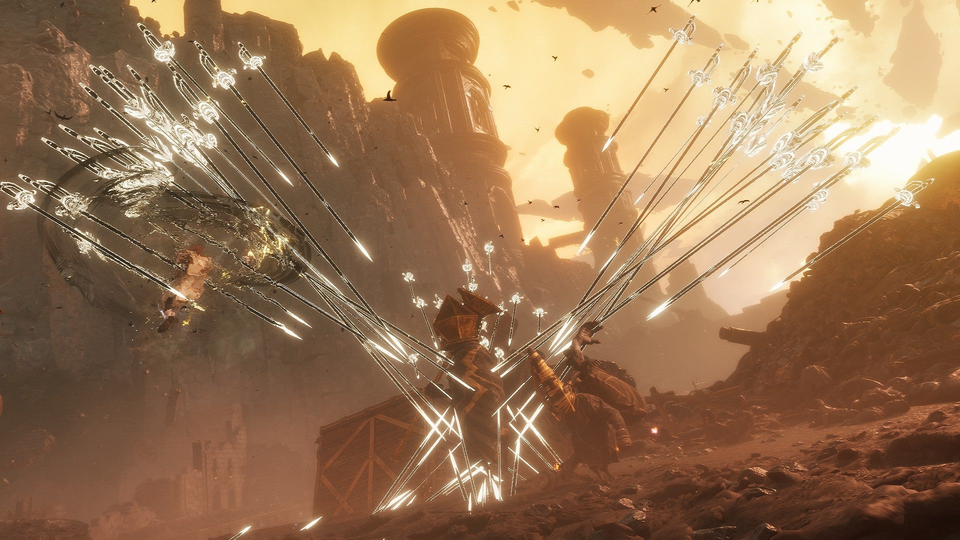 A screenshot from Clair Obscur Expedition 33, showing Malle executing her special Stendhal ability.