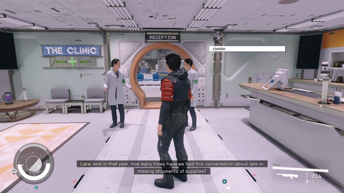 The interior of a medical space station in Starfield.