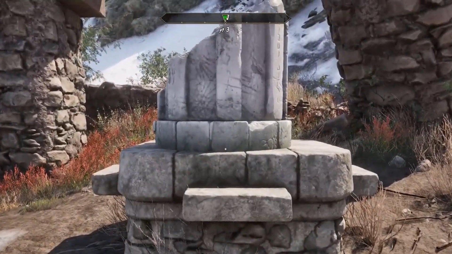 A broken pillar lies amongst the ruins of Cloud Top in The Elder Scrolls IV: Oblivion Remastered. - 6