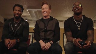Clueless Gamer Conan O'Brien takes on Doom with Super Bowl 50 players tonight
