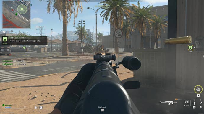 Downing a player with an RPK in COD MW2’s DMZ mode.