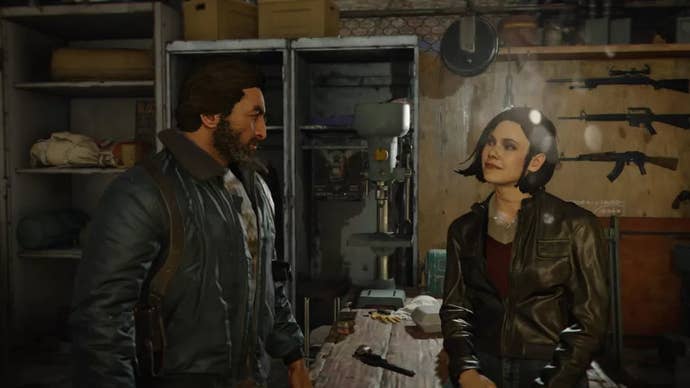 A man and woman look at each other suggestively in Call Of Duty: Black Ops Cold War