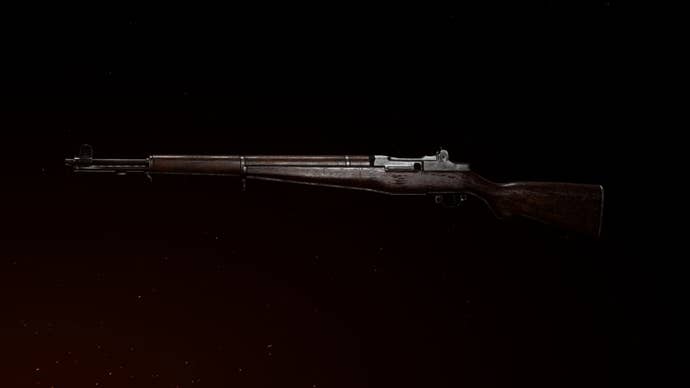 Render of an M1 Garand in the Call Of Duty: Vanguard gunsmith preview screen.