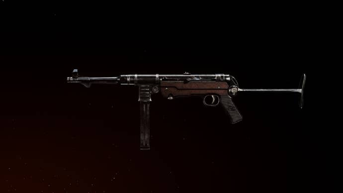 MP40 weapon preview against black background in Call Of Duty: Vanguard