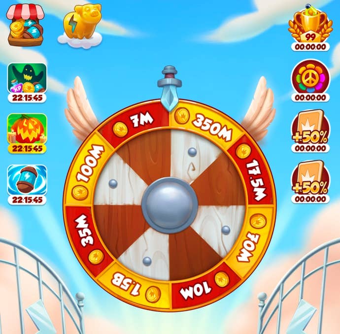 The Daily Bonus Wheel in Coin Master, which players can spin each day to win rewards.