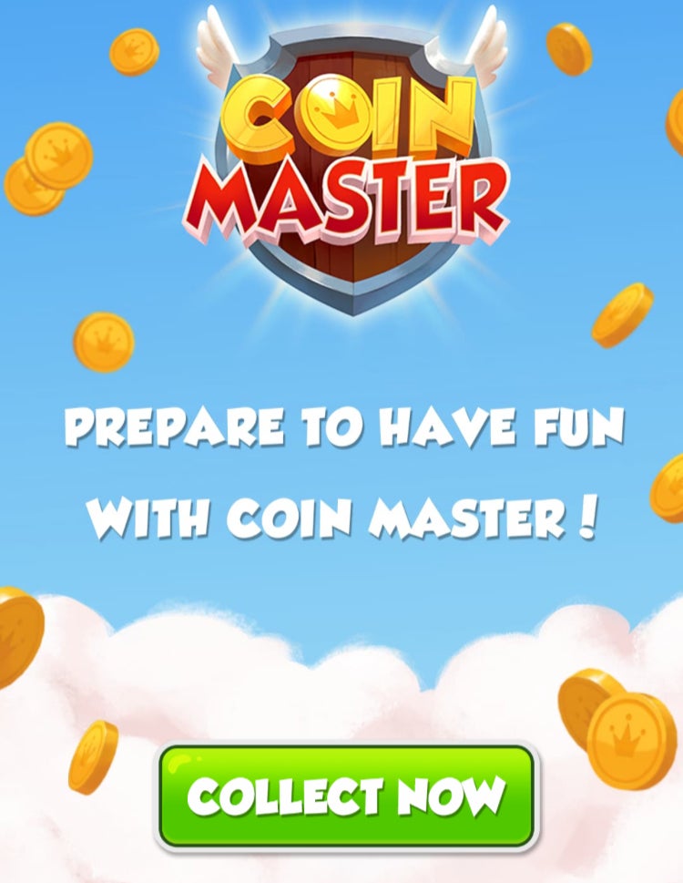 A website for mobile game Coin Master with a 'Collect Now' button, which when pressed redeems free spin links. - 3