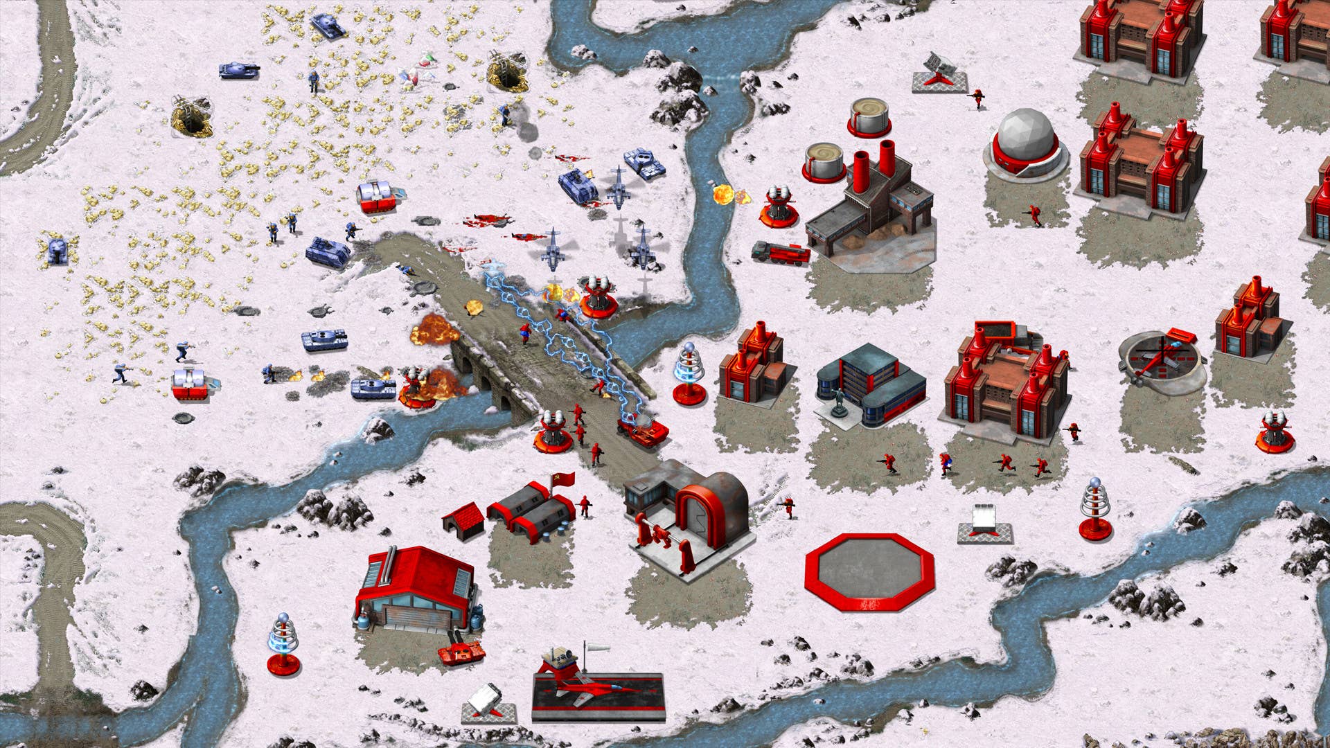 An image of lots of buildings on a battlefield