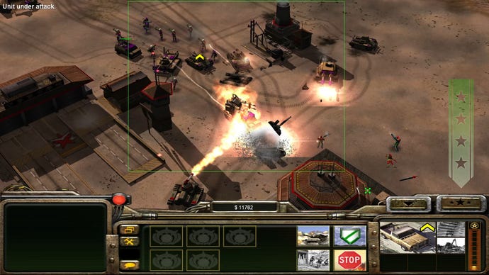 An attack on a desert base in Command & Conquer Generals