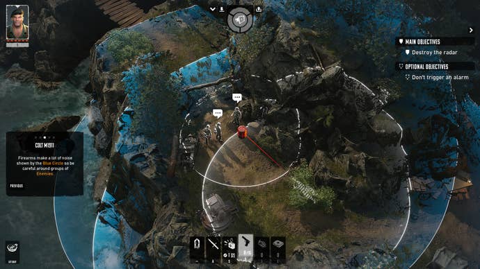 The green beret prepares to shoot an explosive barrel in Commandos: Origins.