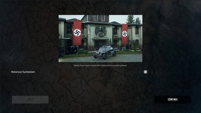 An options screen offering historically accurate symbols in Commandos: Origins.