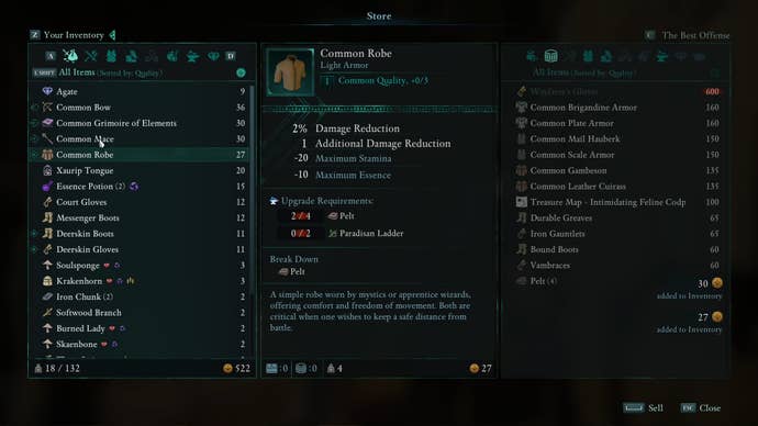 A selection of Common items sold in one of Avowed’s shops.