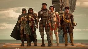 All six companions in  The Outer Worlds 2 stand side-by-side.