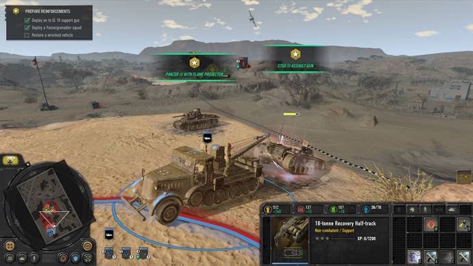 A recovery truck fixes a tank in Company Of Heroes 3