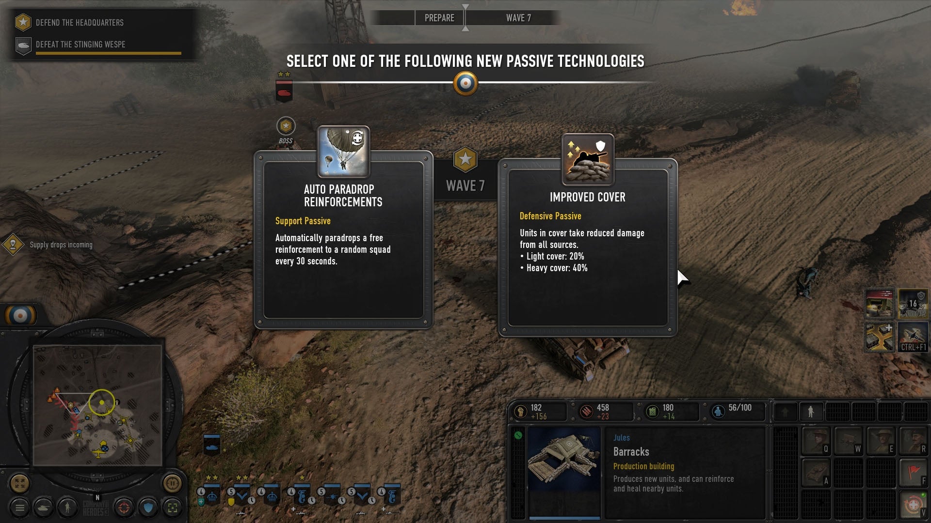 Picking between perks in Company of Heroes 3: Final Stand