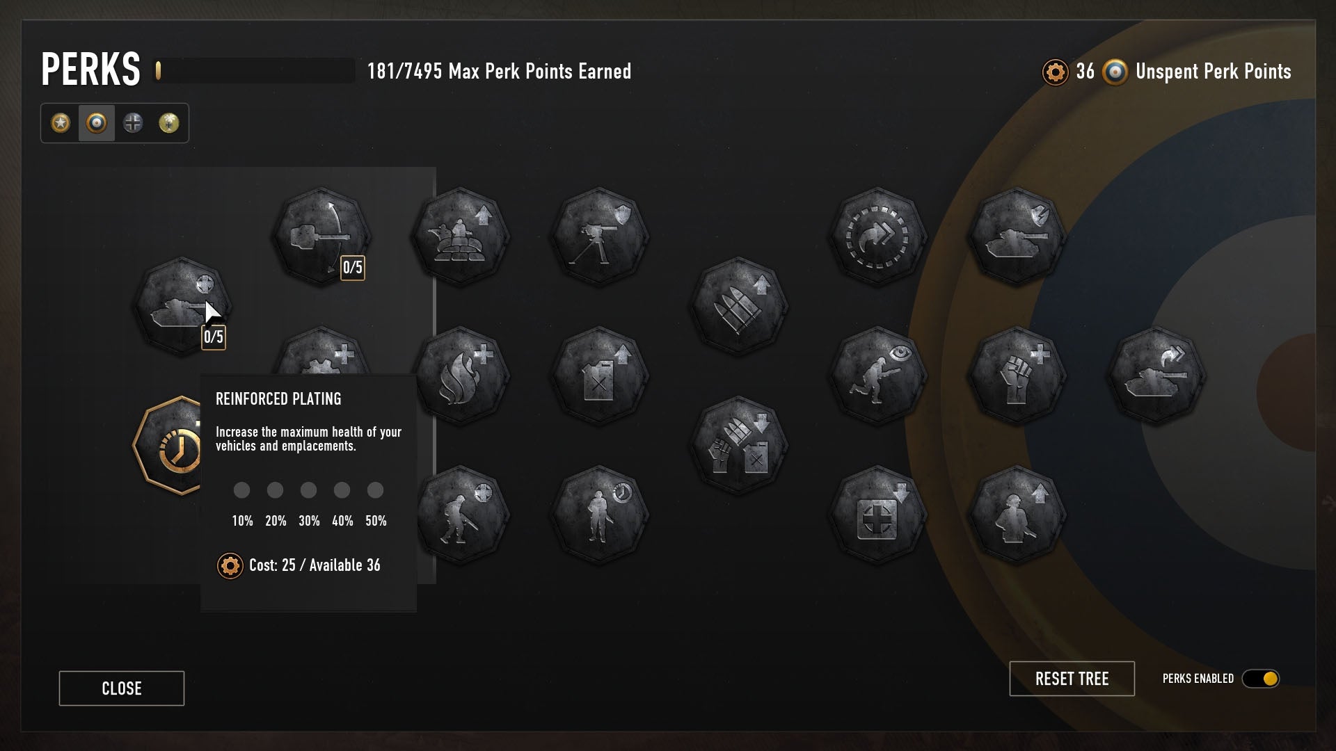 The British faction perk screen in Company of Heroes 3: Final Stand