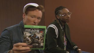 Watch Clueless Gamer Conan O'Brien and Wiz Khalifa play Gears of War 4 and smoke some tree